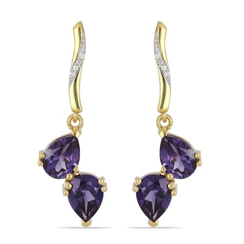 BUY STERLING SILVER  SYNTHETIC ALEXANDRITE GEMSTONE EARRINGS